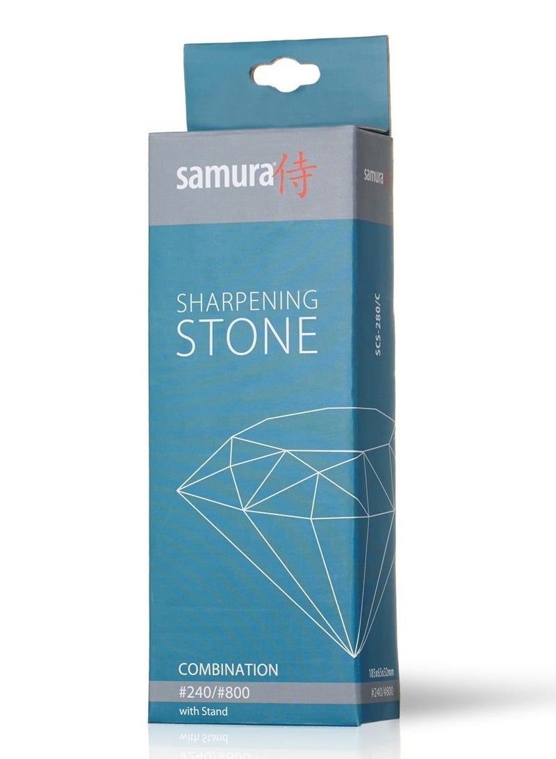 Samura Knife Sharpening Stone 240/800 Grit | Combination Whetstone Water Stone Sharpener | Professional Kitchen Knife Sharpener | Dual Grit Stone for Japanese Knives | Premium Sharpening Tool - Image 4